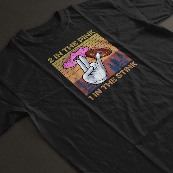 2 In The Pink Funny Donut Black Shirt - Picture 1 of 1